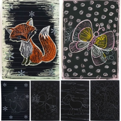 [이지피아] 스크래치 그림카드(4종 1세트)