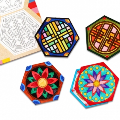 [도토리클래스] 컬러링 전통무늬패1장(5p)