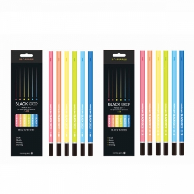 [모닝글로리] 블랙 그립 연필 6자루 한세트(HB/B중 택1)