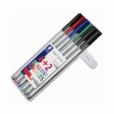 [스테들러] 0.3mm 트리 플러스 화인라이너 4+2 컬러 싸인펜