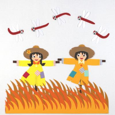 [지니스쿨] 펠트  한쌍의 허수아비와 가을들판