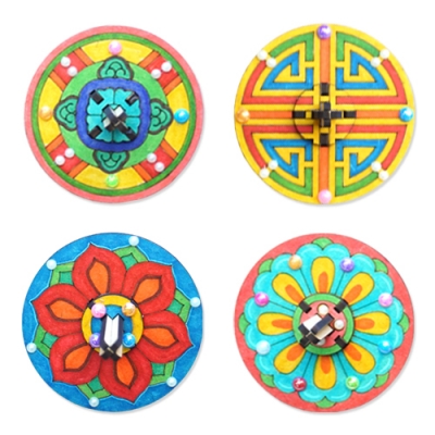 [안녕미술아] 전통문양 나무팽이 (4인용)