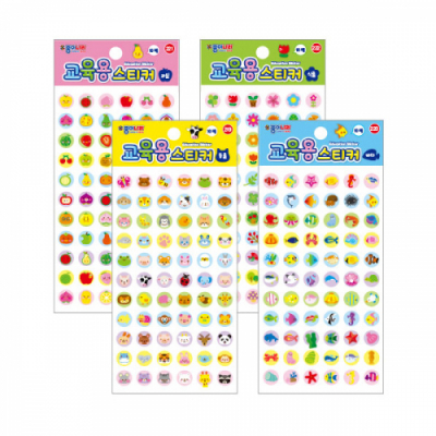 [종이나라]교육용스티커 (동물 바다 과일 식물 10매 4종택1)