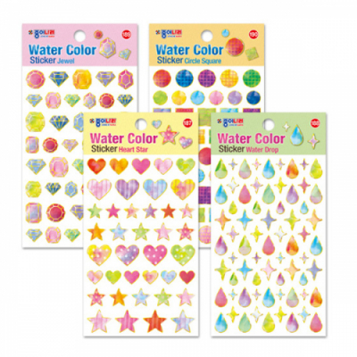 [종이나라]워터컬러 스티커 (1매 4종택1)