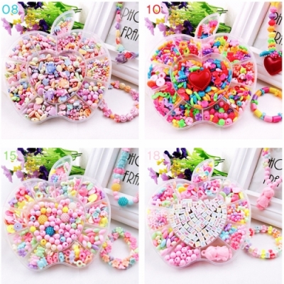 [빨간오리] 블링블링 파스텔  비즈 공예 재료 사과 12칸 종합세트 (8종택1 목걸이 팔찌 머리띠 만들기)