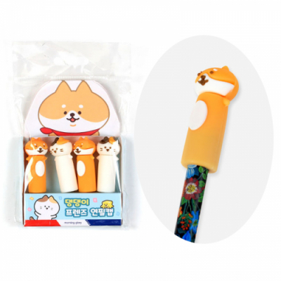 [모닝글로리] 귀여운 캐릭터 실리콘 연필캡 세트 댕댕이 4개입