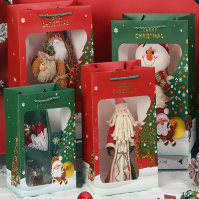 [나성유통] 창밖을보라 종이가방 크리스마스 투명창 쇼핑백