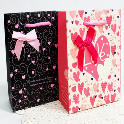 [나성유통] 리본하트 종이가방 선물용 귀여운쇼핑백
