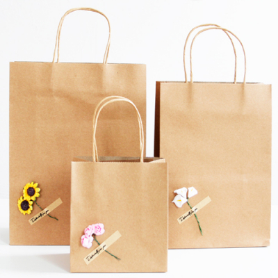 [나성유통] 플라워 크라프트쇼핑백 무지 종이가방