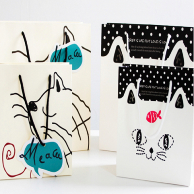 [나성유통] 야옹이 선물쇼핑백 미니 종이가방 종이백