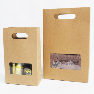 [나성유통] 사각사각 크라프트 선물상자 투명유리창 손잡이박스