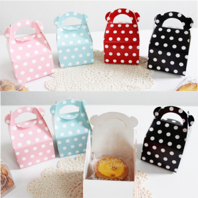 [나성유통] 손잡이 도트 쿠키박스 간식 답례품포장