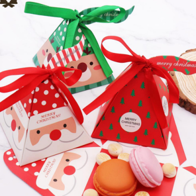 [나성유통] 크리스마스선물포장 삼각리본 포장박스 포장상자