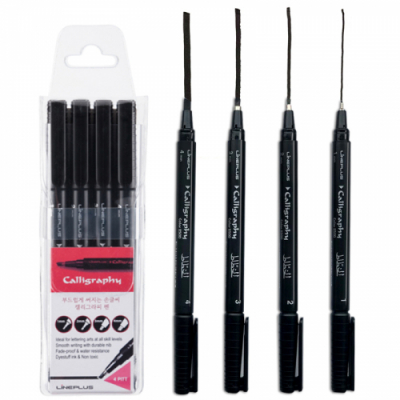 [라인플러스] 드로잉 예쁜 손글씨 펜 캘리그라피펜  4종세트