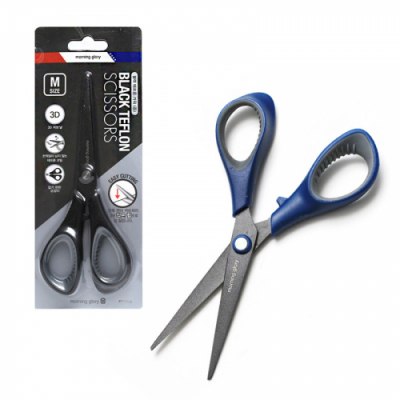 [모닝글로리] 3D 커브날 블랙 테프론 가위(중)