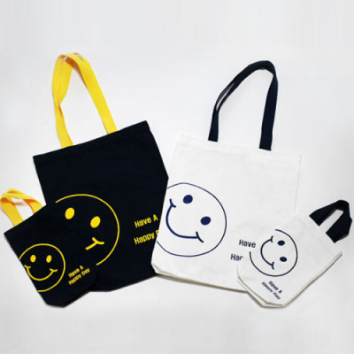 [빨간오리] 스마일 패브릭 텀블러백 / 캔버스 에코백 (택1)