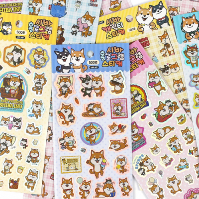 [라인아트] 시바견 홀로그램 스티커 (10개)