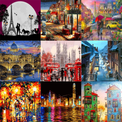 [피포페인팅] 그림그리기세트 (도시 건물 시리즈)