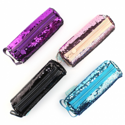 [아이윙스] 스팽글 원형 손잡이 반짝이 봉제필통