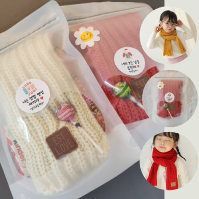 [달리토리] 포근한 쁘띠 목도리 + 간식3종 구디백 (선물포장/라벨무료)