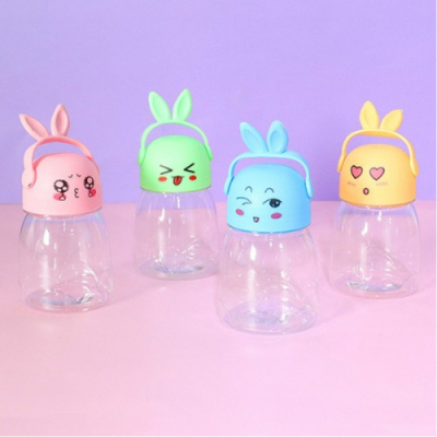 [다나스쿨] 귀여운 PVC 용기 250ml - 손잡이 있는 리본토끼