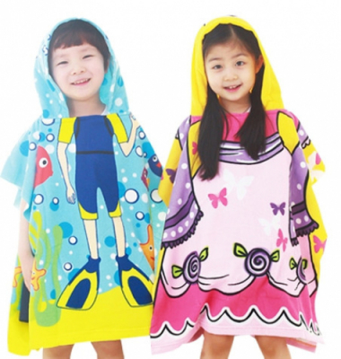 [키즈비전] 물놀이 후드형 캐릭터 비치타올
