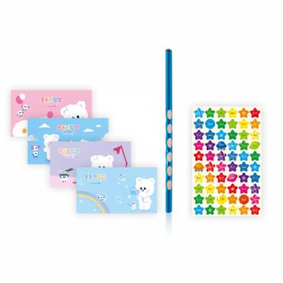 [모닝글로리]  용돈 기입장 + 교정연필 B / 칭찬스티커 세트