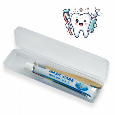 [다나스쿨] 휴대용 대나무 칫솔 치약 케이스 세트 (아동 성인 택1)