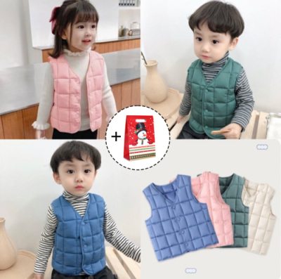 브이넥 보온 경량 패딩조끼 (쇼핑백증정)