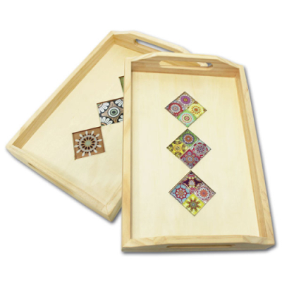 [이지피아] 원목 트레이 모자이크 타일