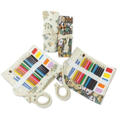 [이지피아] 두루마리 색연필 미술도구세트 물감 붓 포함 (2종 택1)