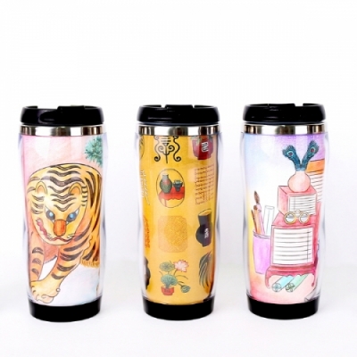 [민화샵] 전통 민화 컬러링 텀블러 만들기 (민화 도안 3장)