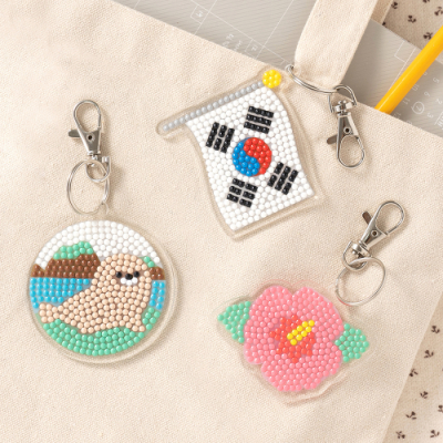 [민화샵] 우리나라 보석십자수 키링 만들기 (무궁화, 태극기, 강치 / 수업자료 제공)