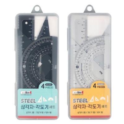 [아이비스] 스틸 삼각자 각도기세트 (2색 택1)