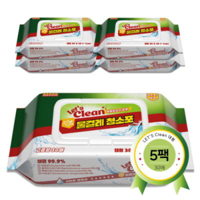 [순수나라] 물걸레청소포 대형 30매X5팩 (30X20cm)