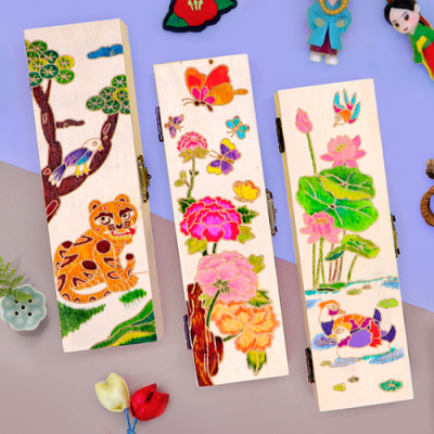 [하하당] 전통 민화 나무 필통 (3종 택1)