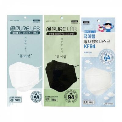 [퓨어랩] 국산 KF94 대형(화이트,검정) 소형 어린이 마스크-개별포장