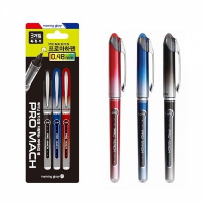[모닝글로리] 프로 마하펜 0.48mm (흑 청 적 3조  수성펜 세트)