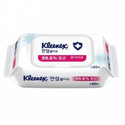 [유한킴벌리] 크리넥스 항균 안심물티슈 60매 캡형