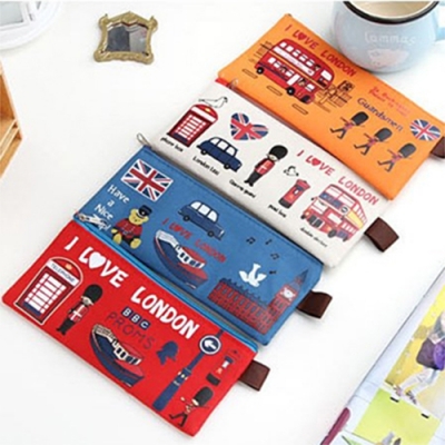 [빨간오리] 캔버스 천 런던 디자인 천필통