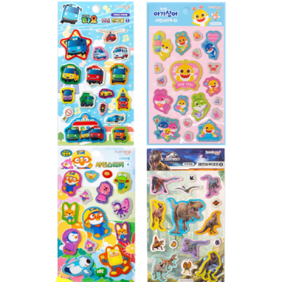 [금홍팬시] 블링블링 타요 뽀로로 핑크퐁 아기상어 쥬라기월드 공룡 데코스티커(4종 택1)