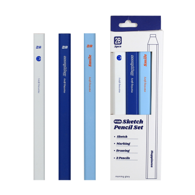 [모닝글로리] 와이드 스케치 진한 진한심  연필세트 2B 3개