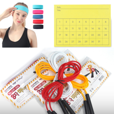 [김수열줄넘기] 대한민국 대표줄넘기 8자 마라톤용 경기용 줄넘기 + 헤어밴드 + 운동 체크리스트