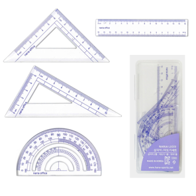 [다나스쿨] 국산 고급 하드케이스 + 각도기 4종세트 (초등 4학년 수학 수업연계)