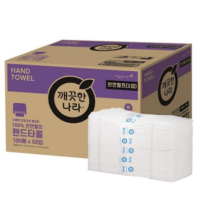 [깨끗한나라] 2겹 천연펄프 프리미엄 100매X50팩 합5,000매 핸드타올