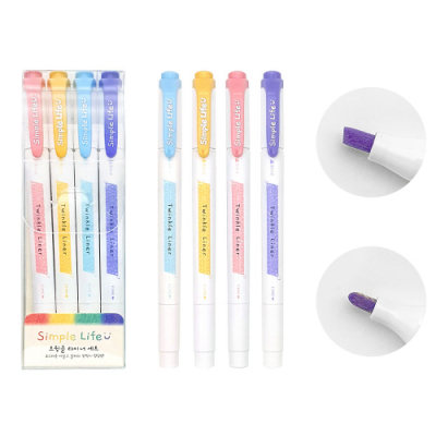 [오키도키] 심플라이프 반짝반짝형광펜 4칼라세트(4개)