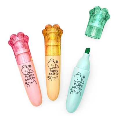 [오키도키] 멍멍야옹 3색 형광펜세트(8개)