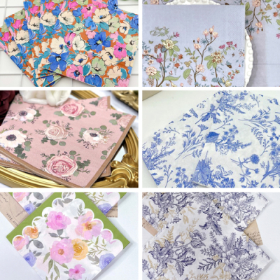 [오키도키] 파티 플라워 디자인 테이블 종이 냅킨 20매입