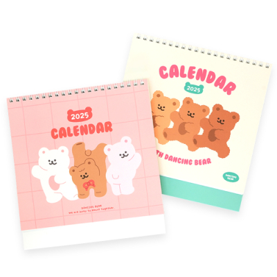 [핑크풋] 댄싱베어 2025 탁상캘린더 (2개)