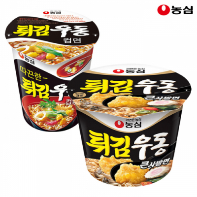 [농심] 튀김우동 컵라면 3종(큰사발면16개,소컵30개,소컵6개)
